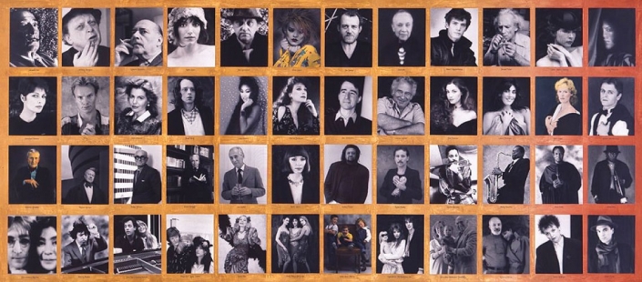 Window of Opportunity - (From left to right) Salvador Dali, Anthony Burgess, Roberto Rosselini, Karen Allen, Jean Marie Drot, Nina Hagen, Joe Cocker, Charlotte, Robert Mapplethorpe, Samuel Fuller, Laura Albarez-Cushing, Harvey Fierstein, Cristina Ferrare, Sting, Susan Cheever, Brad Durif, Lucia Hwong, Marisa Barenson, Sam Waterston, Norman Mailer, Fane Seymour, Laura Branigan, Glenn Close, Mikhael Barishnikov, Maurice Girodias, Thomas Messer, Phillip Johnson, Erwin Chargaff, Leo Castelli, Karen Akers, Quincy Troupe, Ruben Blades, Wynton Marsalis, Stanley Turentine, Simon Estes, Miles Davis, John Lennon & Yoko Ono, Murray Perahia, Billy Joe & Christie Brinkley, Phillipe Petit - Gypsy - Elaine, Sylvia Miles, Cindy - Rosy & Jerry Hall, Violet - Alice - Marine, Karen Darvin - Tod Rungren & Son, Joan Aaroson & son - Jonas Salk, Arman & Corise, Laurie Anderson, David Byrn